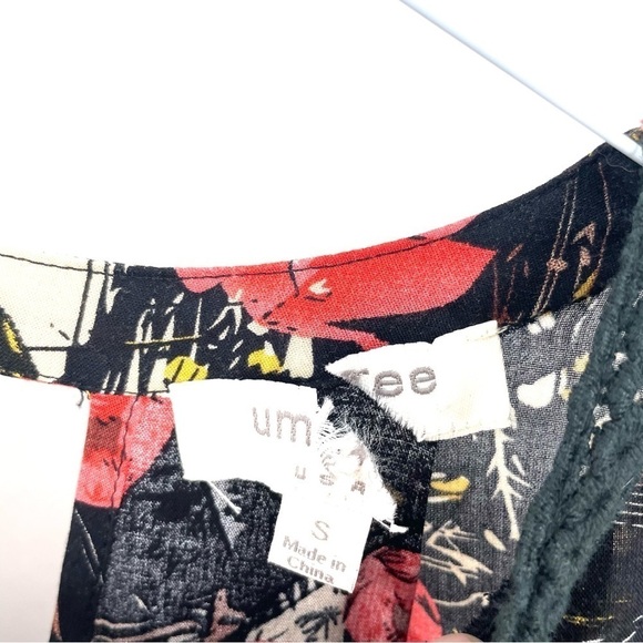 Umgee Babydoll Mini Dress Floral Flared Bell Sleeve Pullover Boho Tunic Top - Picture 7 of 8